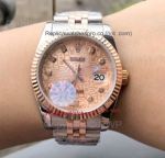 Copy Rolex Datejust 36MM 2-Tone Rose Gold Diamond Markers Rose Gold Rolex Dial Man's Watch